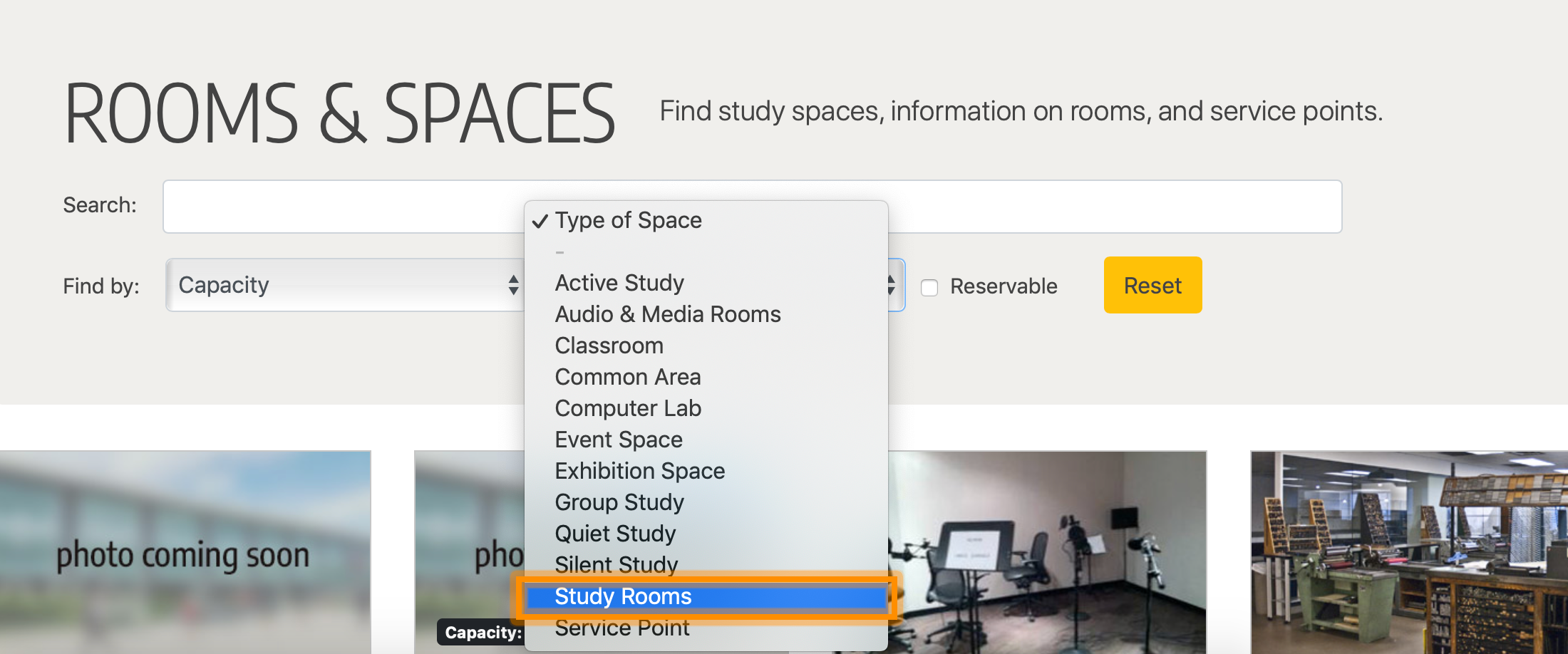 Selecting the drop-down menu